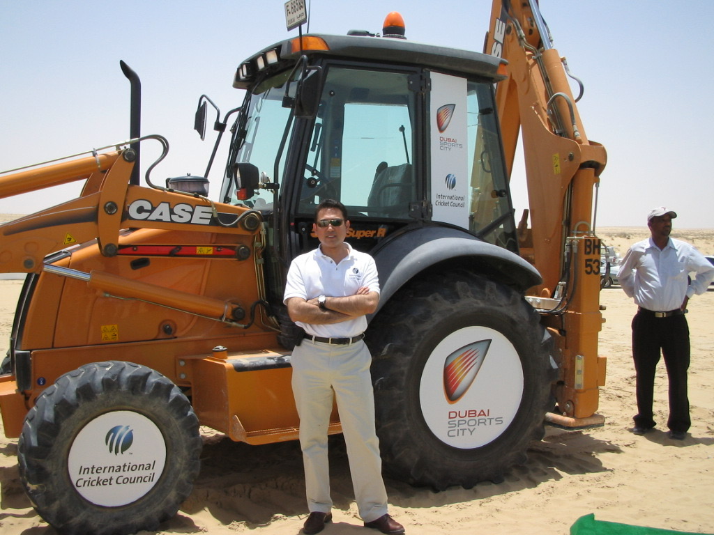 Faisal Hasnain at Dubai Sports City construction site