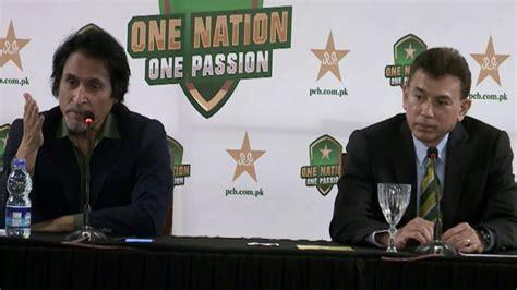 Faisal Hasnain and Ramiz Raja at press conference